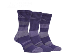 Storm Bloc Womens Stripped Boot Socks 4-8 | *Purple* 3 Pack