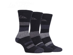 Storm Bloc Womens Stripped Boot Socks 4-8 | *Black* 3 Pack
