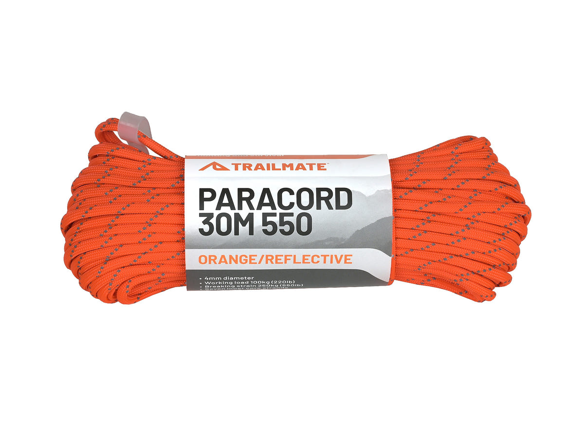 Trailmate Reflective Paracord 30m 550 Cord | Orange