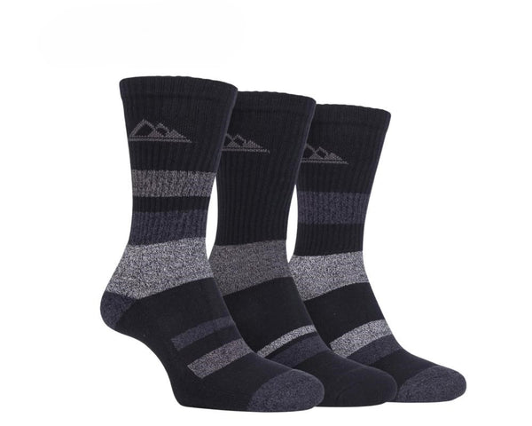 Storm Bloc Womens Stripped Boot Socks 4-8 | *Black* 3 Pack