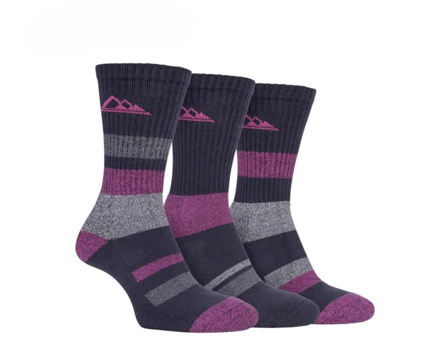 Storm Bloc Womens Stripped Boot Socks 4-8 | *Pink* 3 Pack